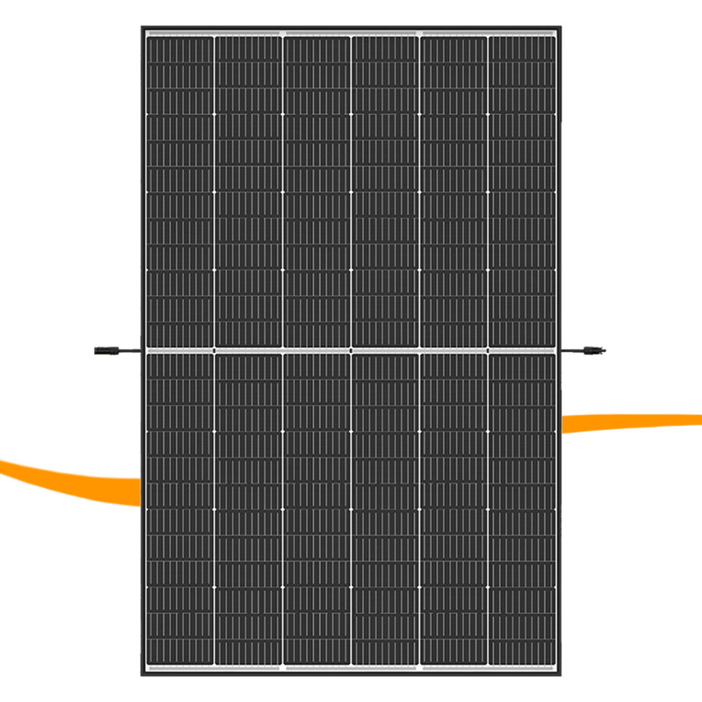 Solarmodul, Photovoltaikmodul, Monokristalline Zellen, Schwarzer Rahmen, Anschlusskabel