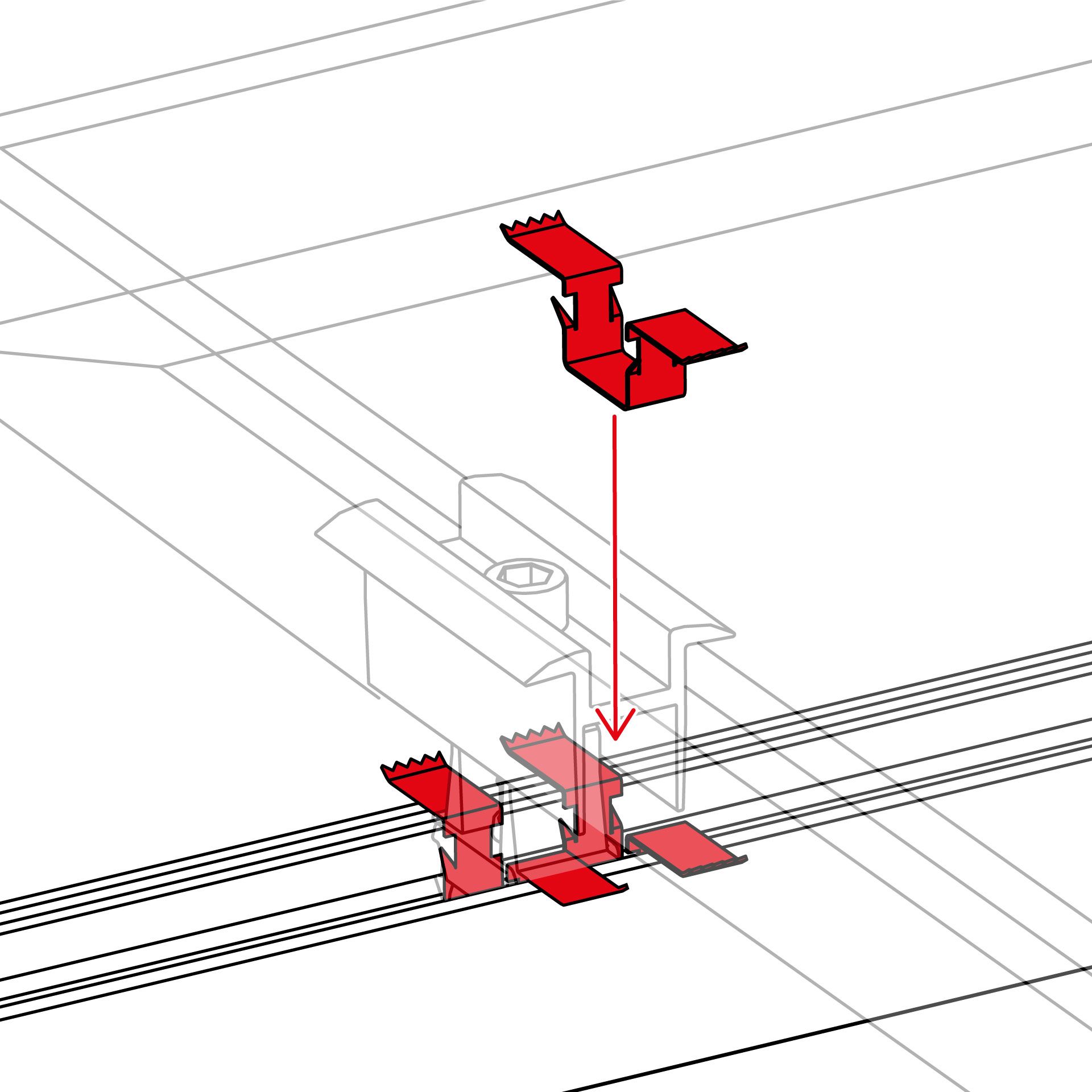 Strommast, rail, verbindung, rot, linearführung, montage