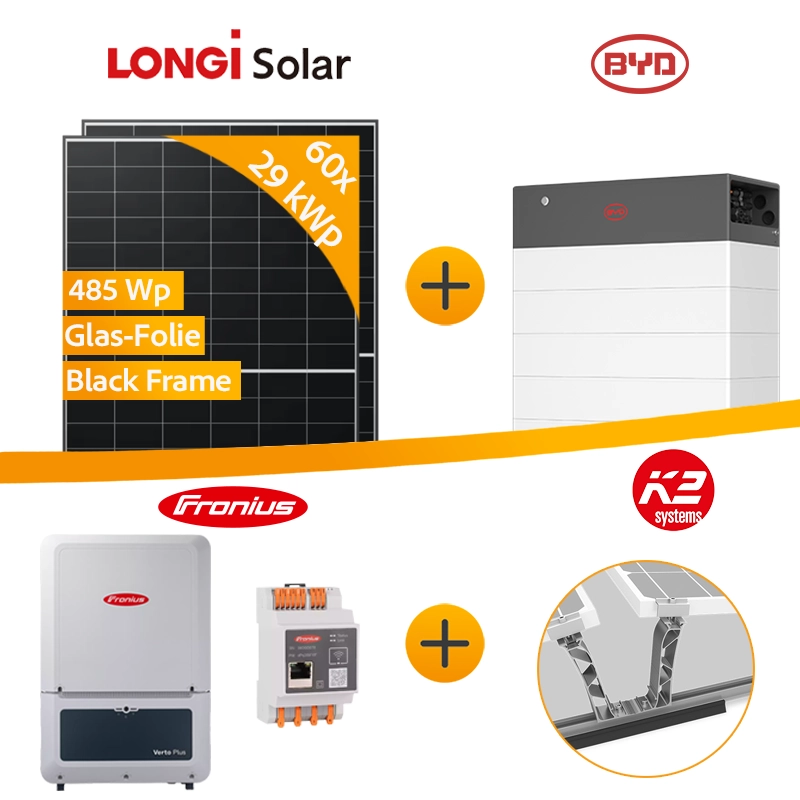29 kWp LONGi - Fronius Flachdach Komplettanlage mit Speicher