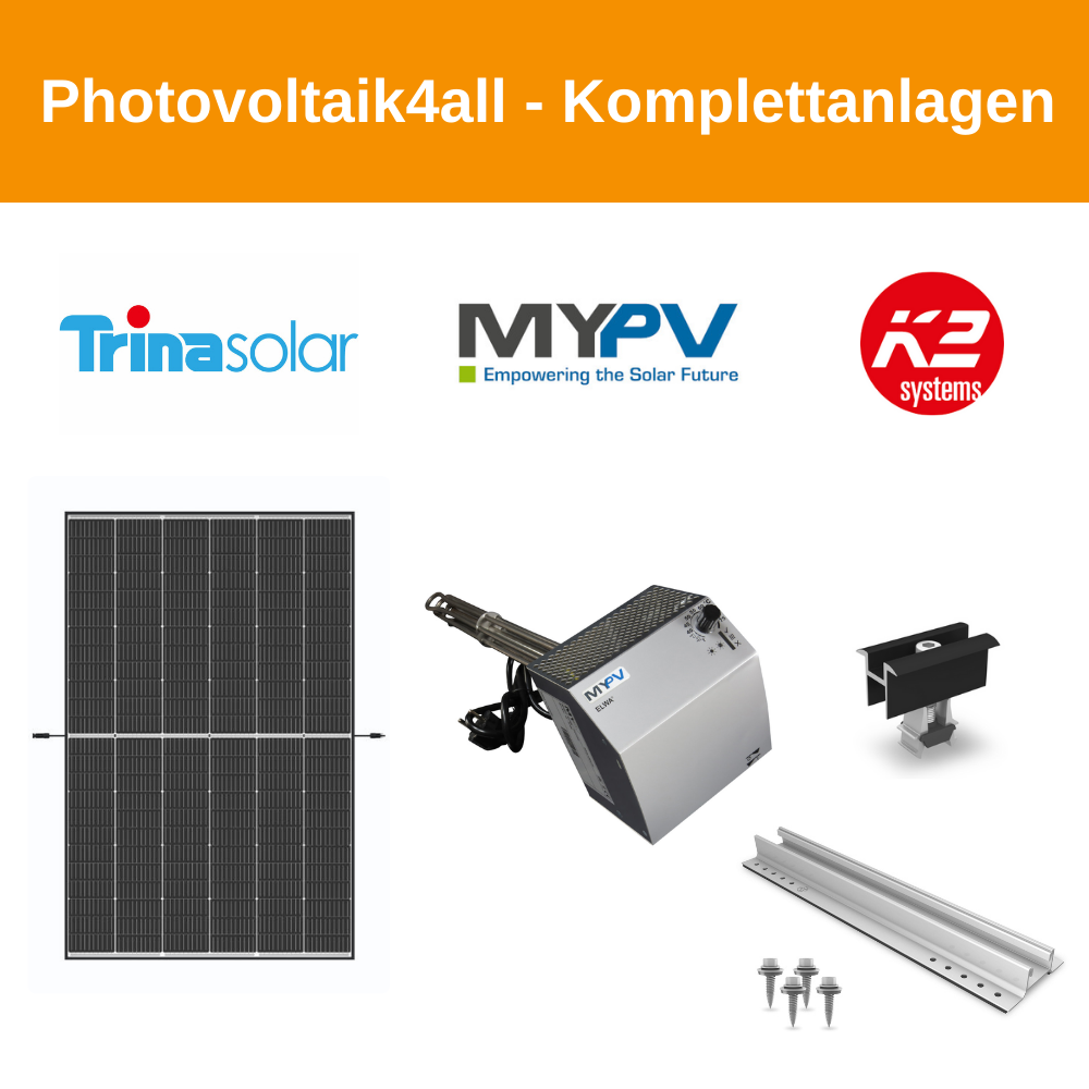 Netzautarke 2,5 kWp Photovoltaikanlage mit Heizstab für Trapezblech