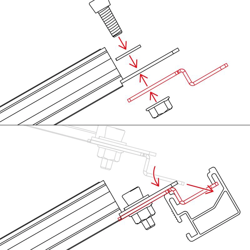 Montageschiene, Metallprofil, Befestigungswinkel, Schraubverbindung, Montagezubehör