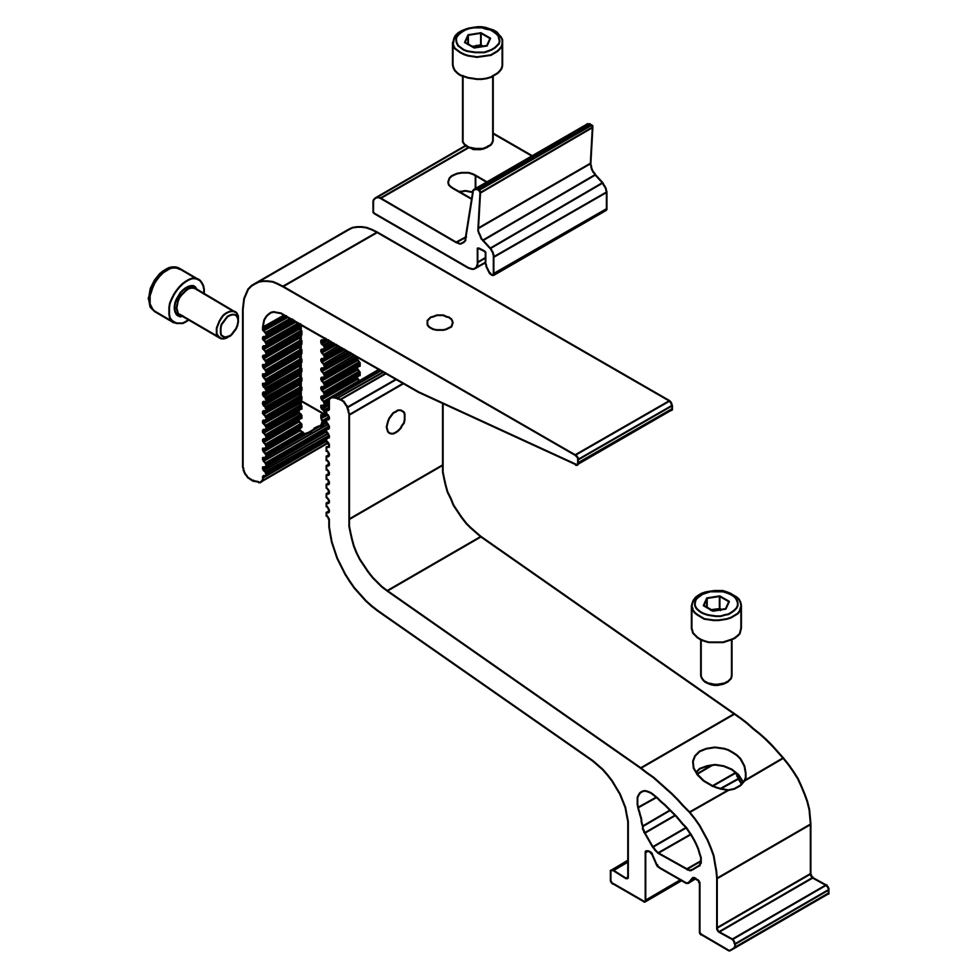 Montagehalter, Schiene, Schnellspannvorrichtung, Bolzen, Halterung