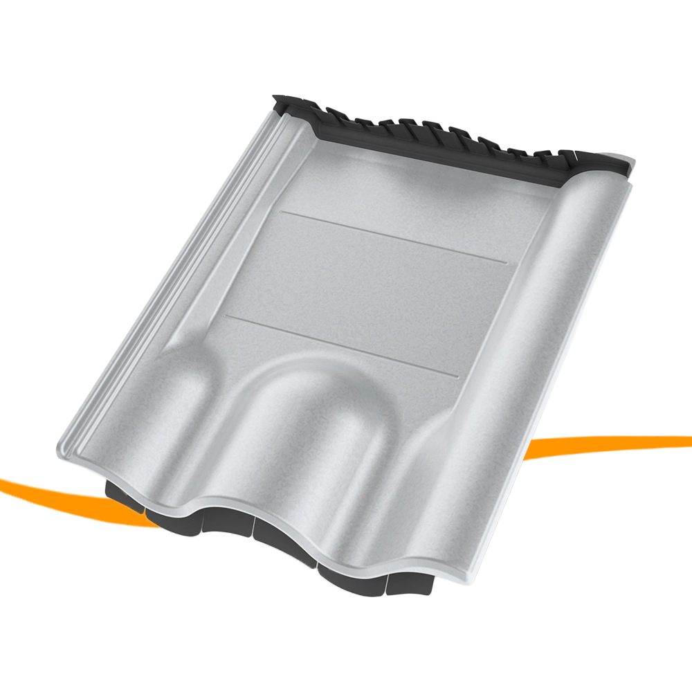 Dachziegel, Metallziegel, Dachdeckung, Doppelwelle, Schieferglasur
