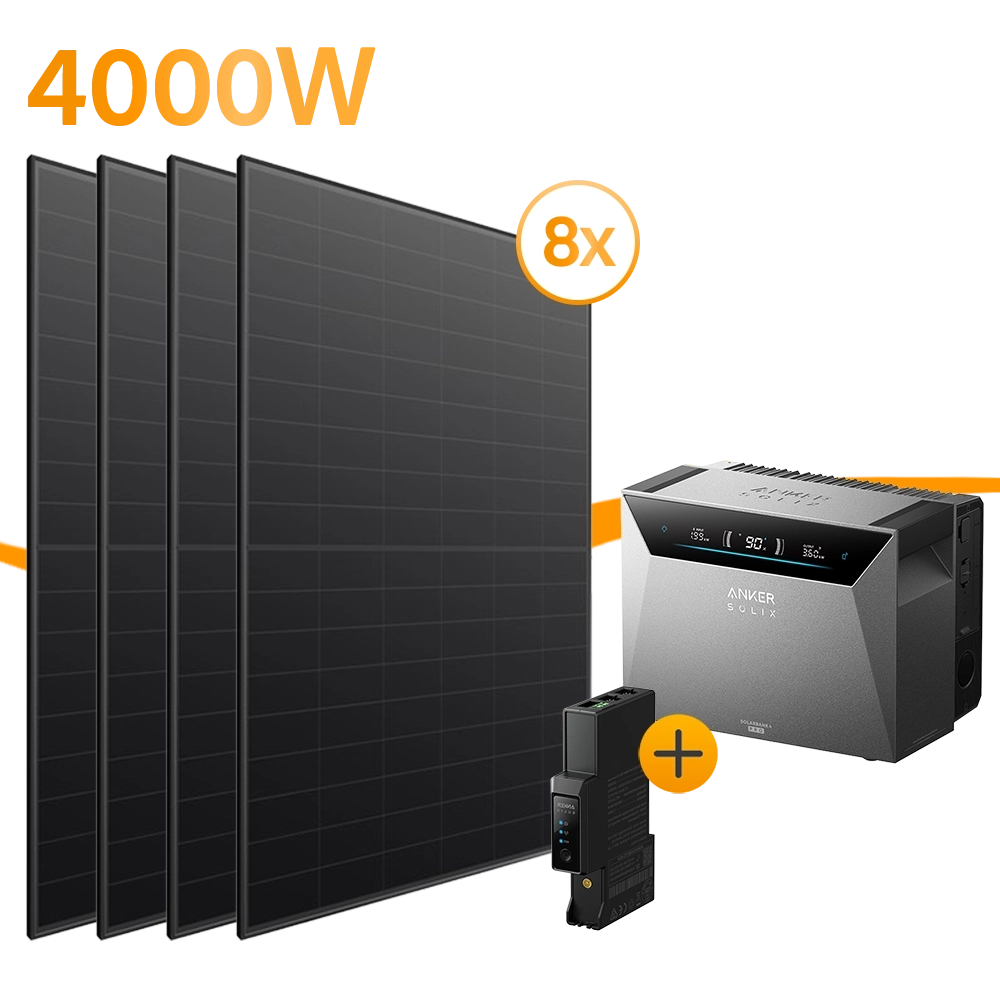 Solarmodul-Set, Balkonkraftwerk, 8 Solarmodule, 4000 W, Stromspeicher