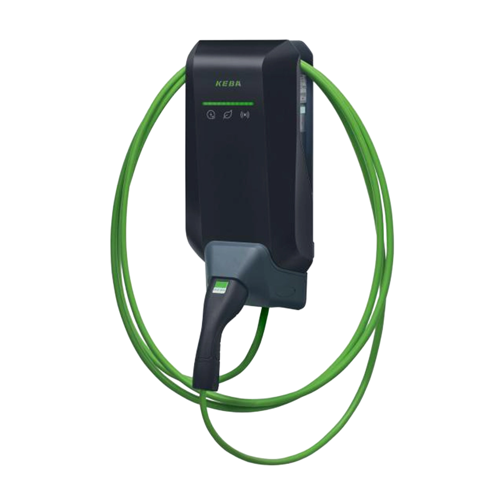 E-Auto Ladestation, Wallbox, Ladestation, Kabel grün, Düsentechnik Ladestation