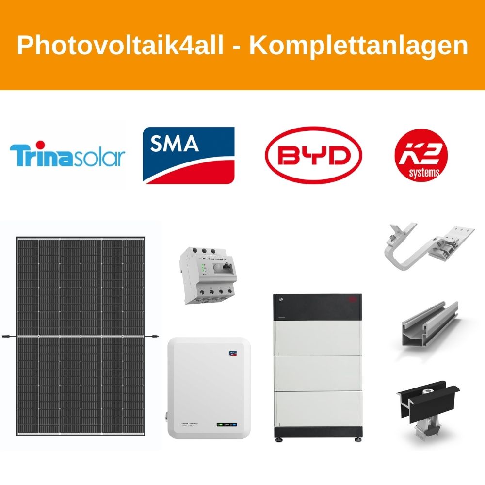 7 kWp PV-Anlage Trina Vertex + SMA BYD Speicher I Photovoltaik4all