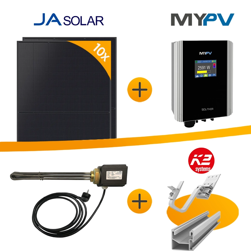 Netzautarke 4,6 kWp PV-Anlage SOL THOR + Heizstab für Ziegeldach