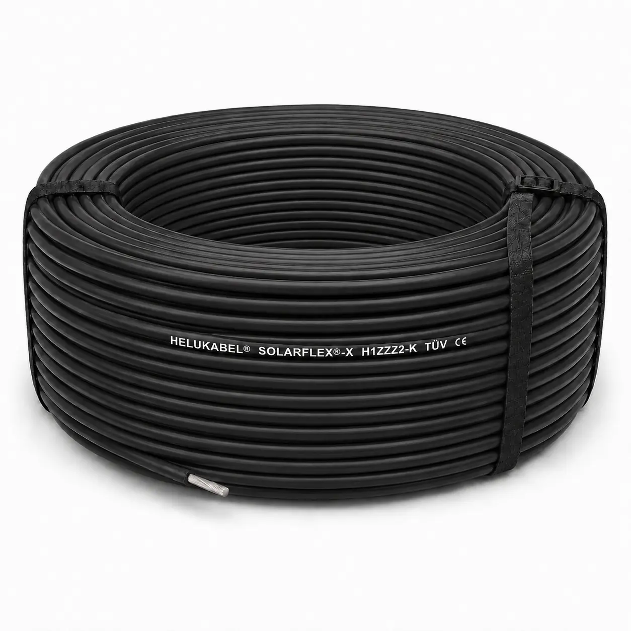 HELUKABEL SOLARFLEX-X H1Z2Z2-K 100m Kabelring schwarz, Solar- und Elektronikkabel, Kupferkabel, Aufgerolltes Kabel, Schwarzes Kabel, Elektrischer Draht