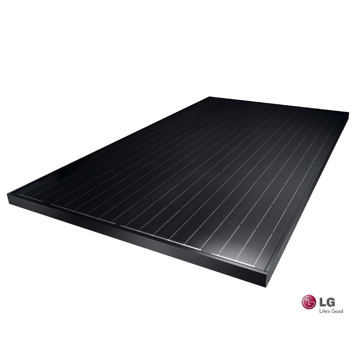 Solarmodul, Schwarz, Flach, LG Logo, Panel, Solarmodul, Photovoltaikpaneel, Solarpanel, Schwarzes Panel, LG-Logo