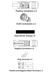 RJ45 connectors, USB cables, Ethernet cable, Heat shrink tubing, Ring terminals