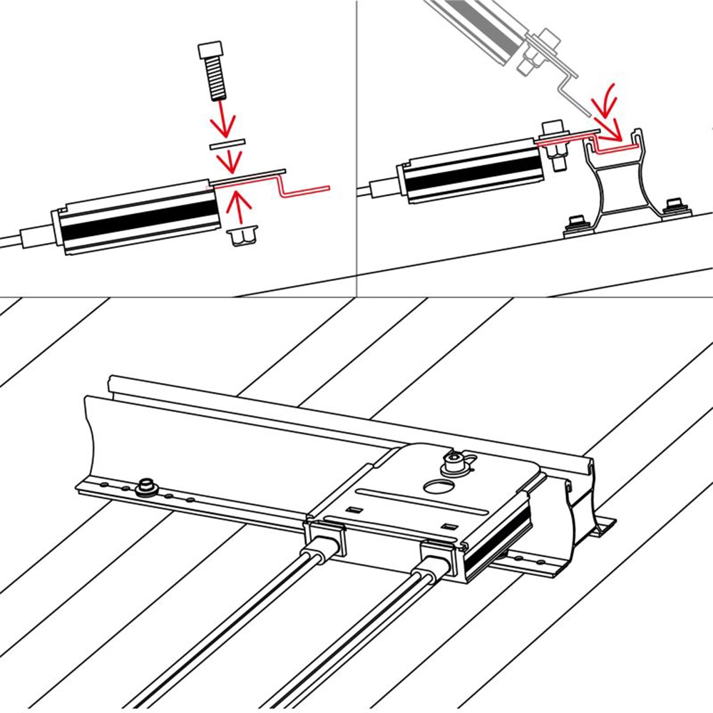 Solarhalterung, Dachmontage, Metallhalter, Kabelanschluss, Stehfalzdach