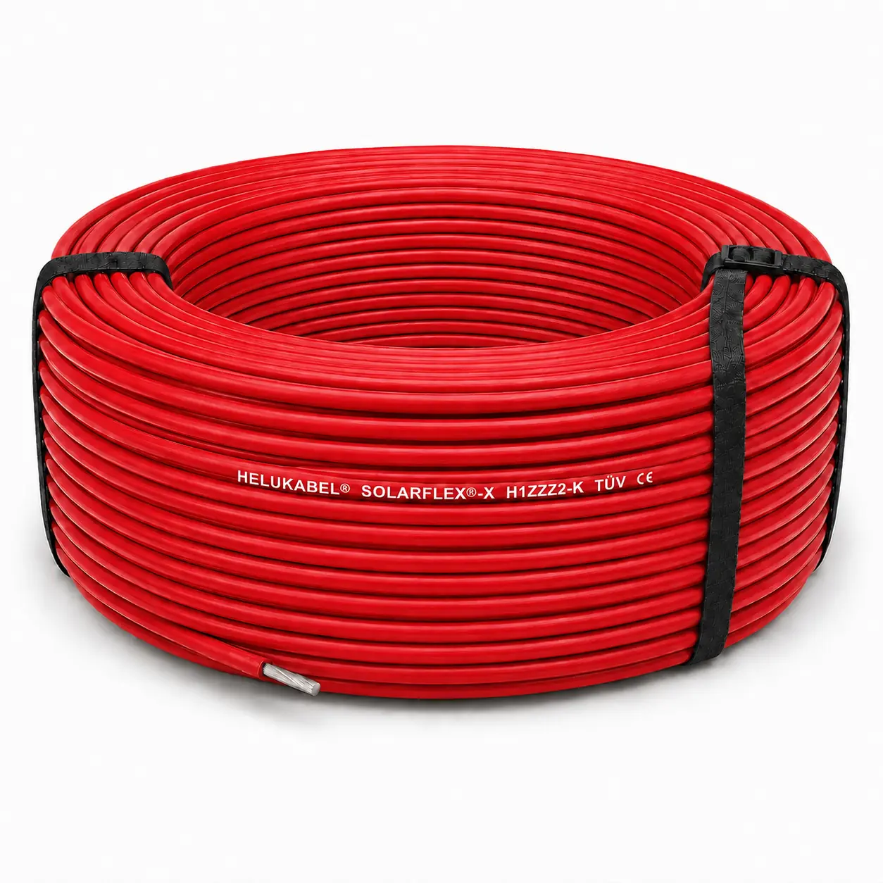 HELUKABEL SOLARFLEX-X H1Z2Z2-K 100m Kabelring rot, Lichtkabel, Kabelrolle, rot, Solarflex, Hitzekabel