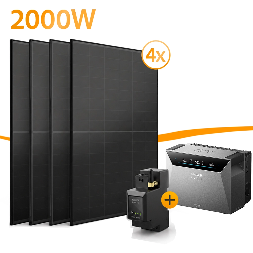 Solarladung, Solarmodul, 4x, Batterie, Wechselrichter